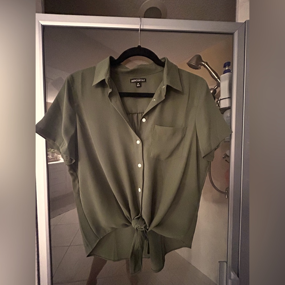 olive green jcrew mercantile top